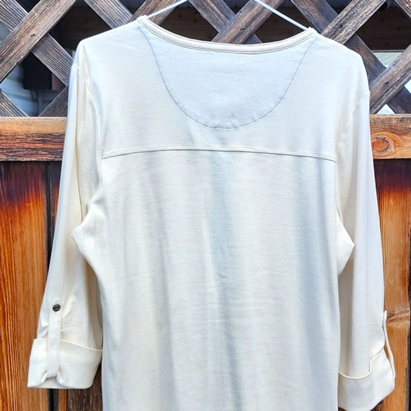 ⭐️LRL Ralph Lauren Cream 3/4 Sleeve Top - Picture 8 of 8